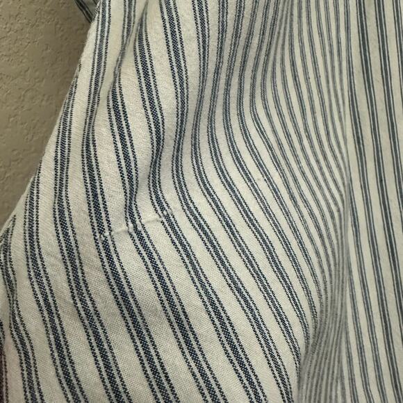 HEART'S DESIRE by Mary Grace Linen Top White Blue Striped Lagenlook - Picture 8 of 12